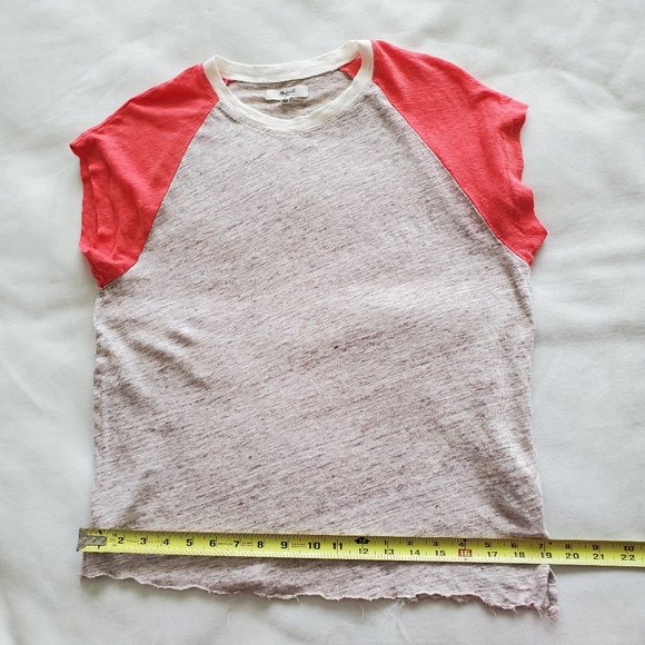 Madewell Size Medium Linen Top Raglan Short Sleeve - Picture 11 of 12